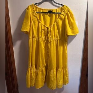 J. Crew Cotton Voile Tiered Button-Down Yellow Beach Dress